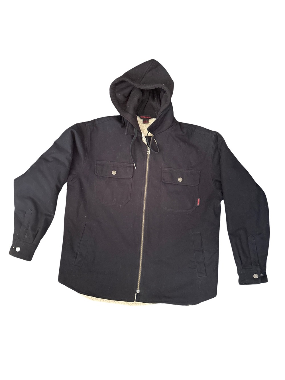 Tough Duck Men's Black Hooded Field Jacket with Sherpa Lining